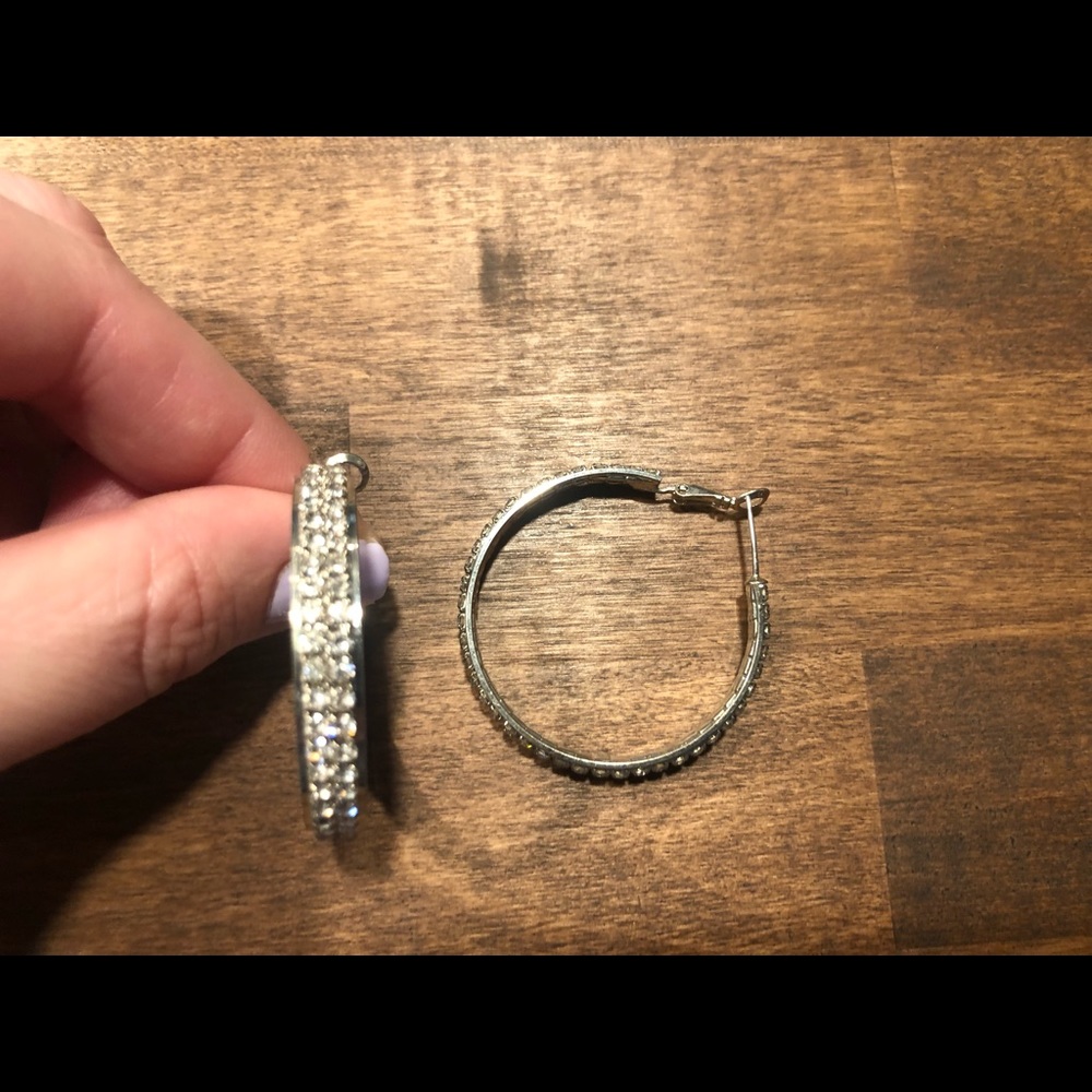 Silver cubic zirconia costume jewelry earrings